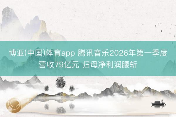 博亚(中国)体育app 腾讯音乐2026年第一季度营收79亿元 归母净利润腰斩