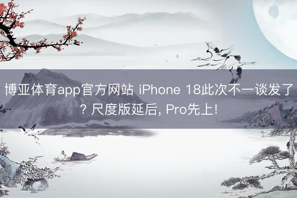 博亚体育app官方网站 iPhone 18此次不一谈发了? 尺度版延后， Pro先上!