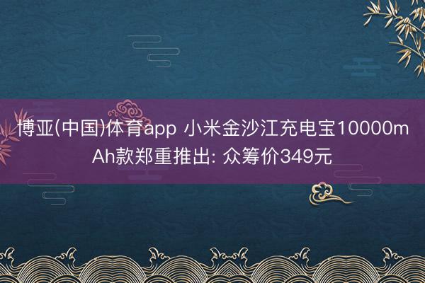 博亚(中国)体育app 小米金沙江充电宝10000mAh款郑重推出: 众筹价349元