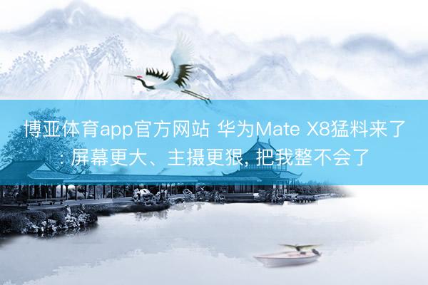 博亚体育app官方网站 华为Mate X8猛料来了: 屏幕更大、主摄更狠， 把我整不会了
