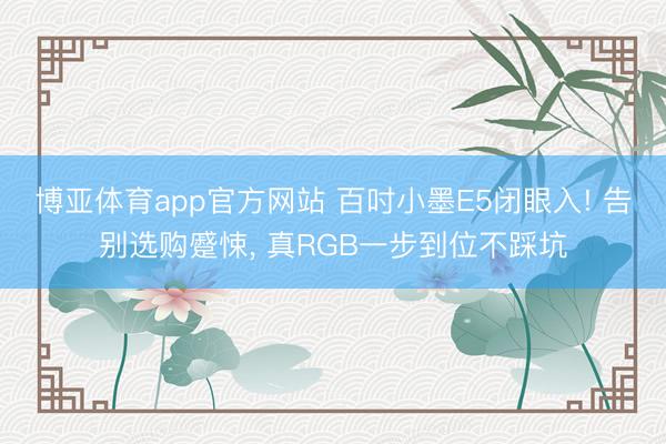 博亚体育app官方网站 百吋小墨E5闭眼入! 告别选购蹙悚， 真RGB一步到位不踩坑