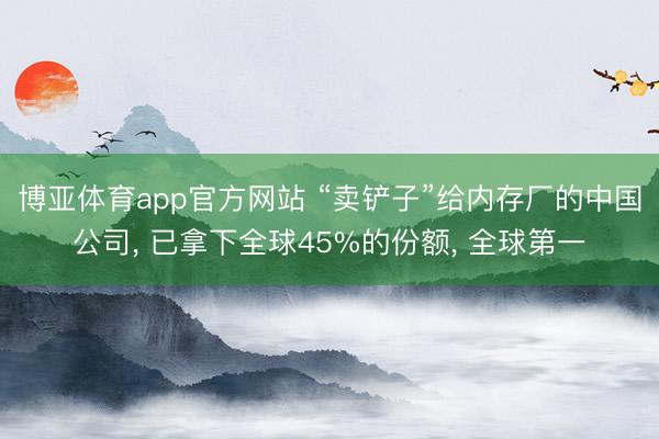 博亚体育app官方网站 “卖铲子”给内存厂的中国公司， 已拿下全球45%的份额， 全球第一