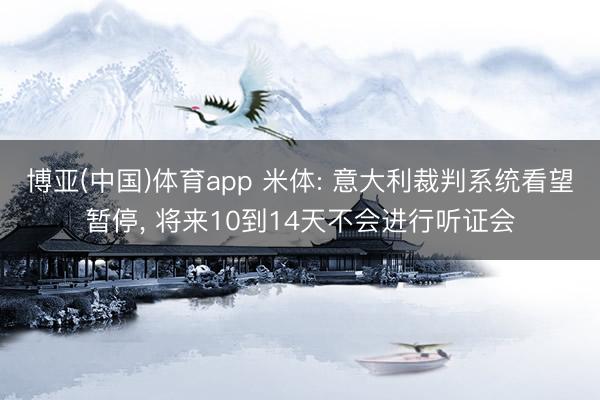博亚(中国)体育app 米体: 意大利裁判系统看望暂停， 将来10到14天不会进行听证会