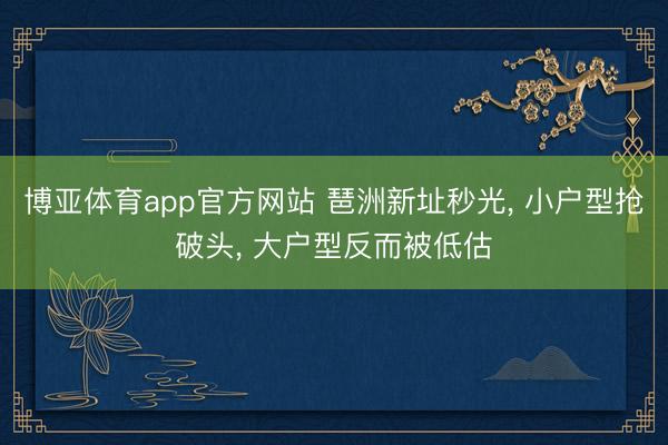 博亚体育app官方网站 琶洲新址秒光， 小户型抢破头， 大户型反而被低估