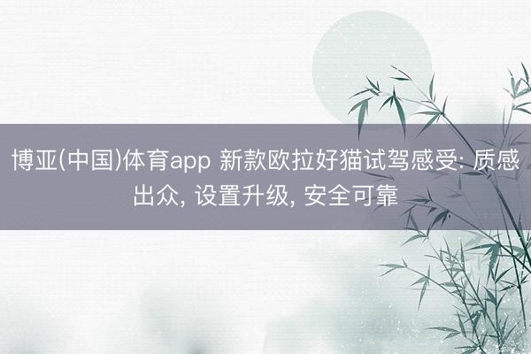 博亚(中国)体育app 新款欧拉好猫试驾感受: 质感出众， 设置升级， 安全可靠