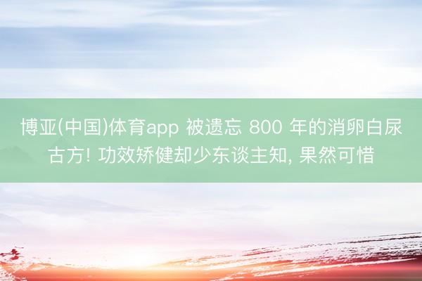 博亚(中国)体育app 被遗忘 800 年的消卵白尿古方! 功效矫健却少东谈主知， 果然可惜