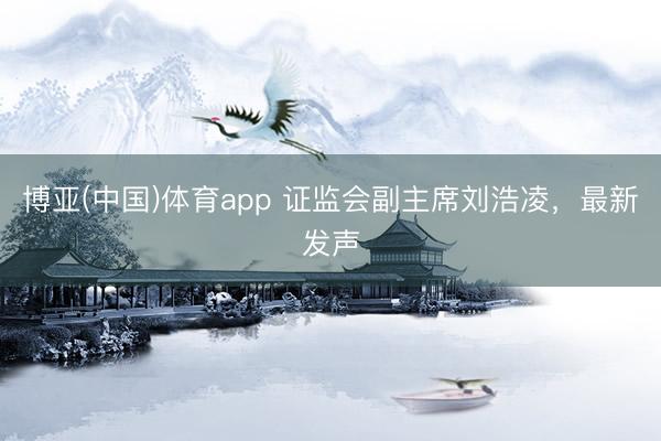 博亚(中国)体育app 证监会副主席刘浩凌，最新发声