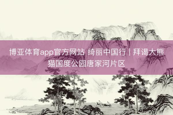 博亚体育app官方网站 绮丽中国行 | 拜谒大熊猫国度公园唐家河片区
