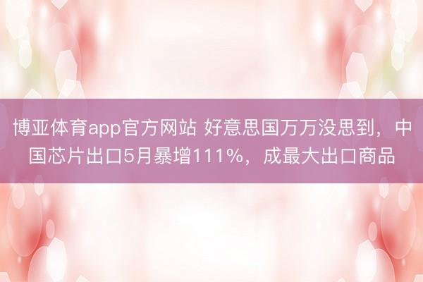博亚体育app官方网站 好意思国万万没思到，中国芯片出口5月暴增111%，成最大出口商品